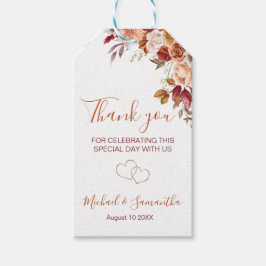 Etiqueta Para Presente Rosa russo e Casamento outono de crisântemo