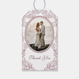 Etiqueta Para Presente Rosa Taupe Wedding Vintage Botânica
