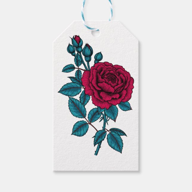 Etiqueta Para Presente Rosa vermelha (Frente)