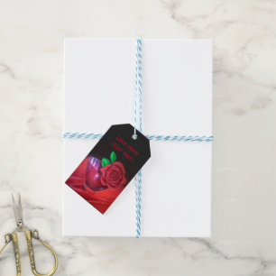 Etiqueta Para Presente Rosa vermelha de aniversário de casamento de Ruby