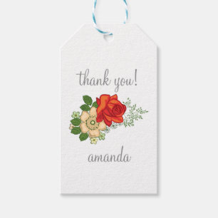 Etiqueta Para Presente rosa vermelha e Disias Obrigado