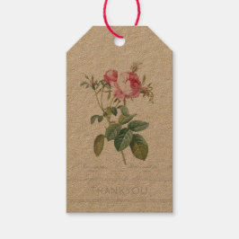 ETIQUETA PARA PRESENTE ROSA VINTAGE FLORAL GIFT TAG COM OBRIGAÇÃO