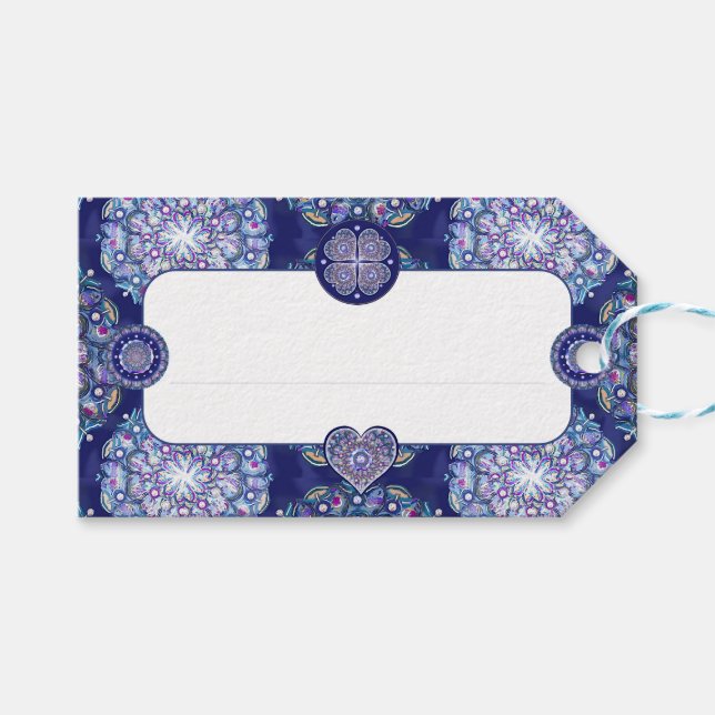 Etiqueta Para Presente Rosace Azul (Frente (horizontal))