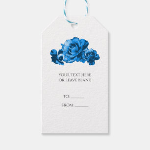 Etiqueta Para Presente Rosas Aquarela Azul Casamento Elegante