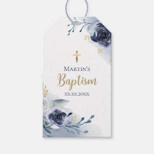 Etiqueta Para Presente Rosas azuis batismo menino bebê