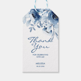 Etiqueta Para Presente Rosas Azuis Modernos Verde Floral 60º Aniversário