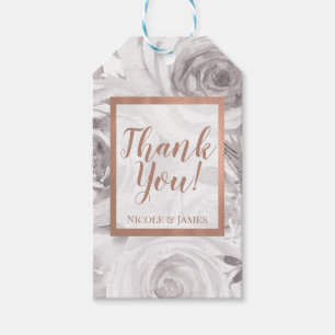 Etiqueta Para Presente Rosas Brancas Florais Rosa Moderno Casamento Elega