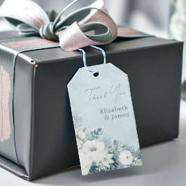 Etiqueta Para Presente Rosas Brancas Hellebores Eucalipto Prateado Casame