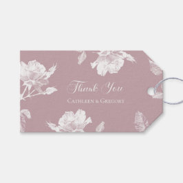 Etiqueta Para Presente Rosas Brancas Rosa Empoeirado Floral Obrigado Casa