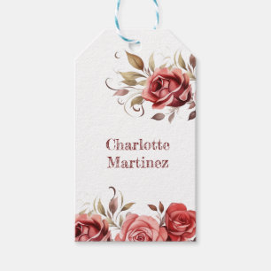 Etiqueta Para Presente rosas cor-de-rosa que florescem para um compro de