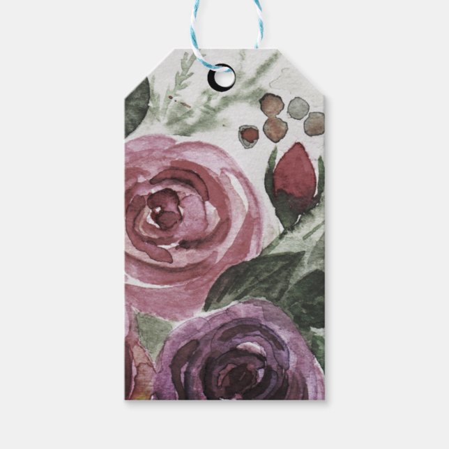 Etiqueta Para Presente Rosas de Aquarela (Frente)