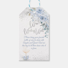 Etiqueta Para Presente Rosas de Aquarela Azul Empoeirado Vinho Poço dos D