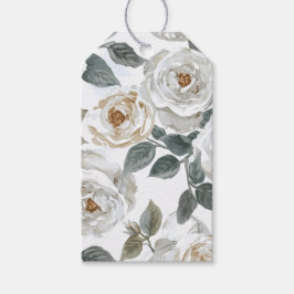 Etiqueta Para Presente Rosas de Jardim | Floral Vintage aquarela branca
