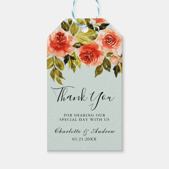 Etiqueta Para Presente Rosas De Mola Verde Da Mint (Frente)