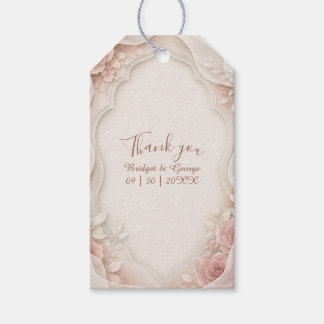Etiqueta Para Presente Rosas de Vellum Elegantes para Casamento com Flora