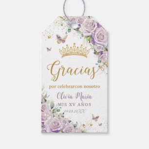 Etiqueta Para Presente Rosas Lavanda Lilás Borboletas Quinceanera 15 16