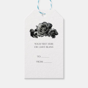 Etiqueta Para Presente Rosas Pretas em Aquarela Casamento Elegante