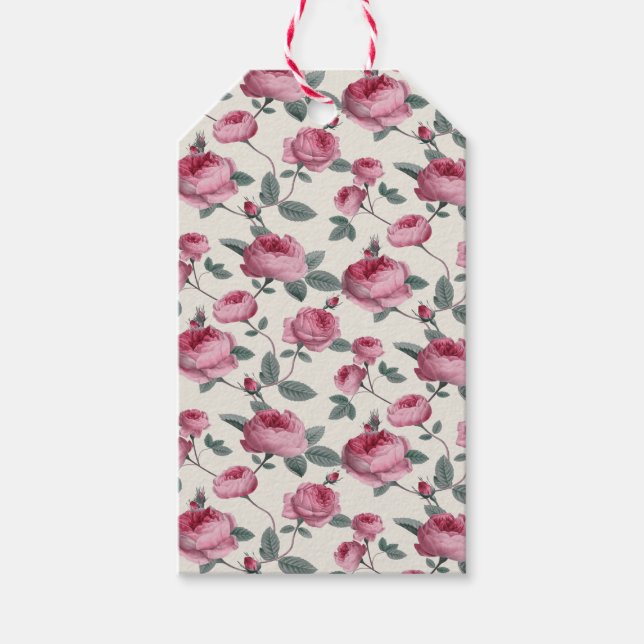 Etiqueta Para Presente Rosas Rosa (Frente)