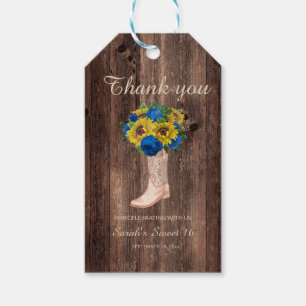 Etiqueta Para Presente Rosas Rustic Sunflower Blue Boots Sweet 16
