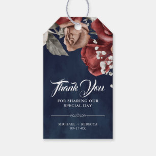 Etiqueta Para Presente Rosas Vermelhas Burgundy Floral Naval Obrigada Cas