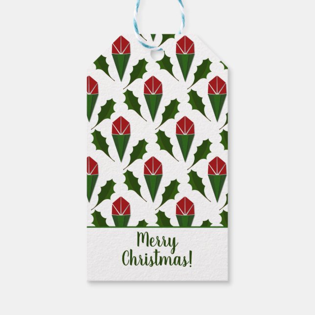 Etiqueta Para Presente Rosas vermelhas Vibrantes Personalizadas, Arte Hol (Verso)