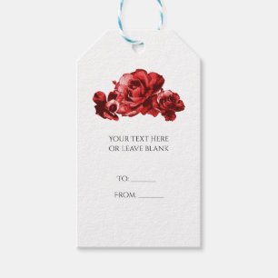 Etiqueta Para Presente Rosas Vintage Aquarela Vermelha Floral Elegante