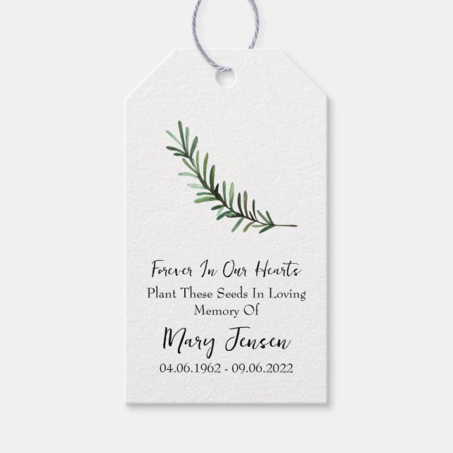 Etiqueta Para Presente Rosemary Seed Packet Memorial Funeral (Frente)