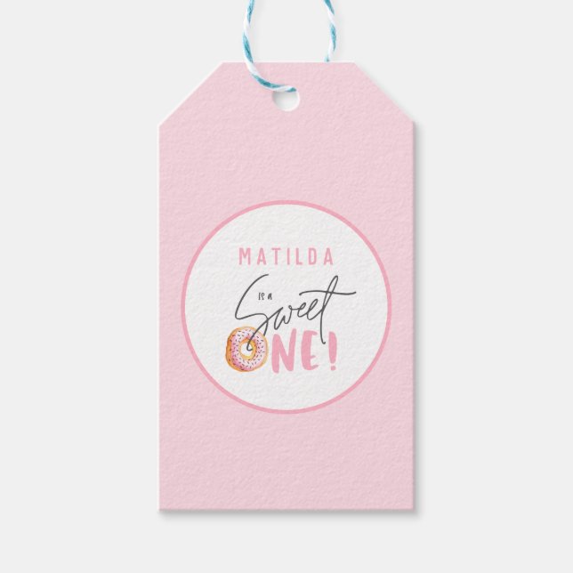 Etiqueta Para Presente Rosquinha doce, um primeiro aniversario, favor (Frente)