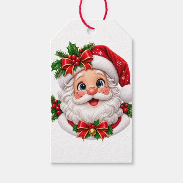 Etiqueta Para Presente Rosto Bonito do Papai Noel (Frente)