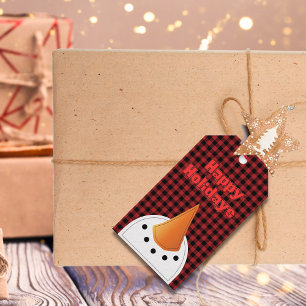 Etiqueta Para Presente Rosto de Cartoon Snowman Engraçado no Feriado do i