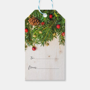 Etiqueta Para Presente Roteiro de madeira rústico do Feliz Natal dos