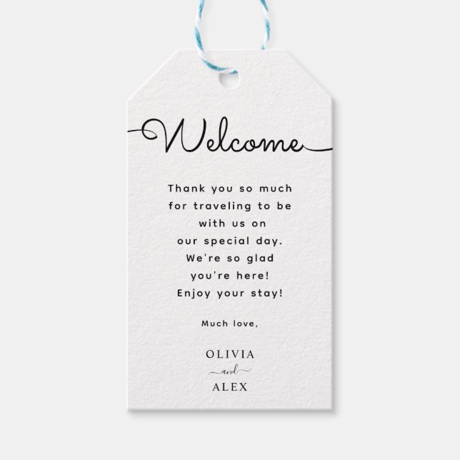 Etiqueta Para Presente Roteiro Minimal & Elegante Casamento Boas Vindas  (Frente)