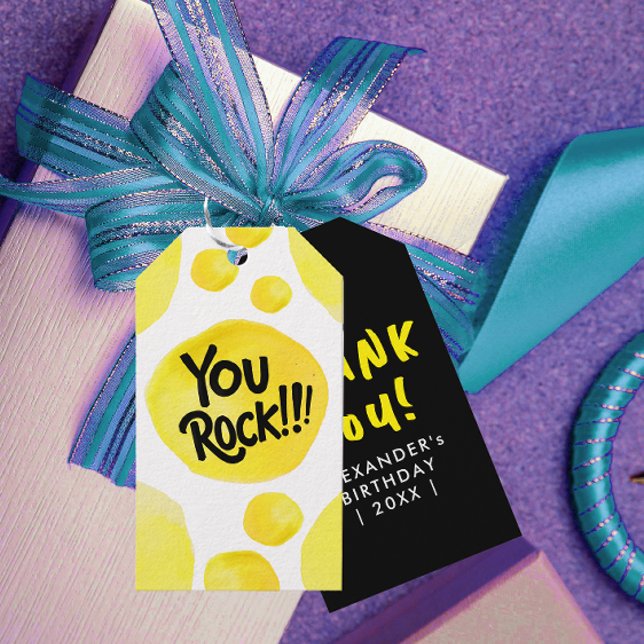 Etiqueta Para Presente Roteiro Moderno Divertido Você Rocha Pincel Amarel (Criador carregado)