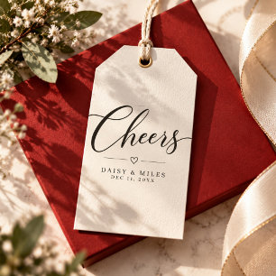 Etiqueta Para Presente Roteiro Preto Moderno Cheers Natal