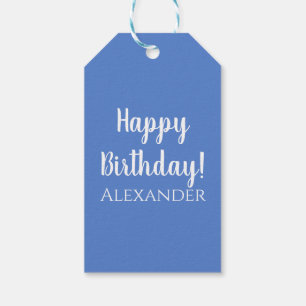 Etiqueta Para Presente Rótulo de Aniversário de Nome de Letra Simples Azu