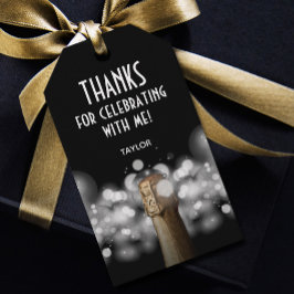 Etiqueta Para Presente Rótulo de Favor Preto e Branco de Garrafa de Champ