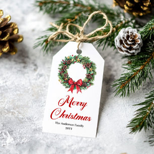 Etiqueta Para Presente Rótulo de Natal de Grinalda de Natal Tradicional