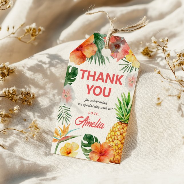 Etiqueta Para Presente Rótulo de presente de aniversário havaiano tropica (Criador carregado)