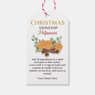 Etiqueta Para Presente Rótulo de Receita de Potpourri de Fogão de Natal
