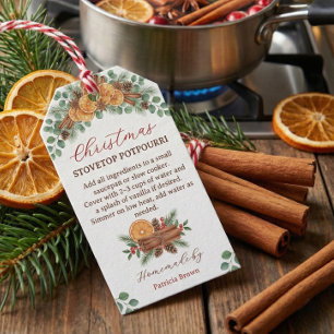 Etiqueta Para Presente Rótulo de Receita de Potpourri de Natal Caseiro pa