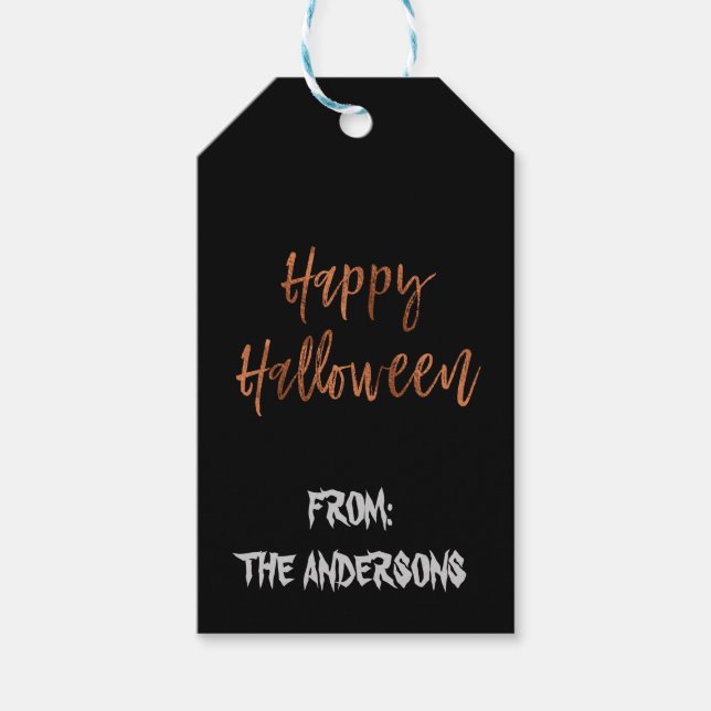 Etiqueta Para Presente Rótulo do Presente de Halloween Moderno e Feliz Ha (Frente)