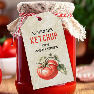 Etiqueta Para Presente Rótulo personalizado de ketchup de tomate aquarela