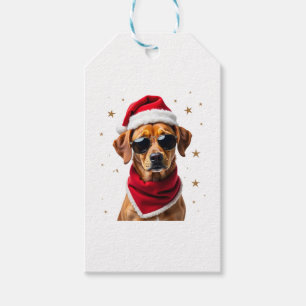 Etiqueta Para Presente Roupa de Natal Luzes de Natal Cachorro Boxer Diver