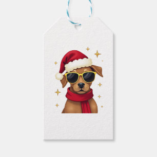 Etiqueta Para Presente Roupa de Natal Luzes de Natal Cachorro Boxer Engra