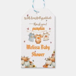 Etiqueta Para Presente Roupas de Bebê de Outono Editáveis Pumpkin Laranja