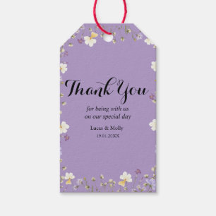 Etiqueta Para Presente Roxo de Flor de Verão Floral de Casamento Roxo