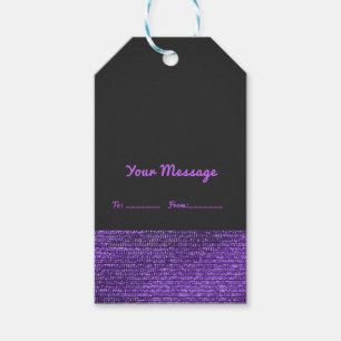 Etiqueta Para Presente Roxo e Cinza Glam Moderno Lantejoulas Chic Elegant