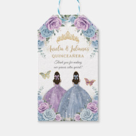 Etiqueta Para Presente Roxo Lilac Bebê Azul Gêmeas Florais Quinceañera