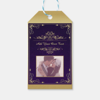 Etiqueta Para Presente Roxo Ornate Elegante Damasco Foto Personalizada