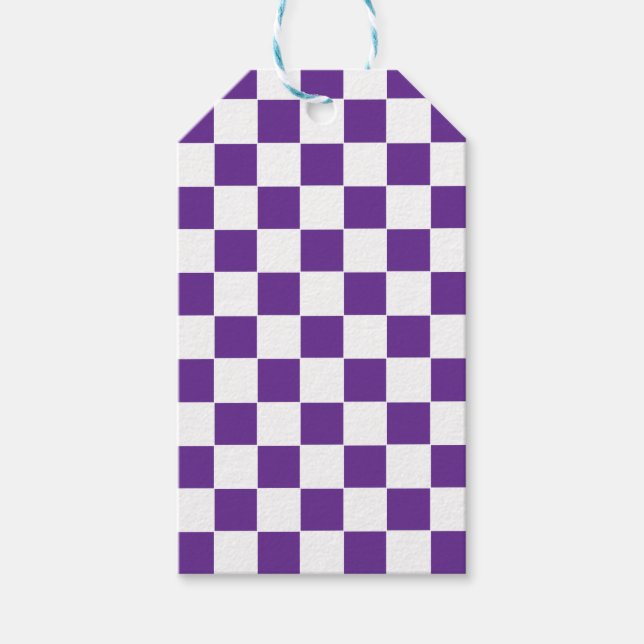 Etiqueta Para Presente Roxo Real e Branco Verificados (Frente)